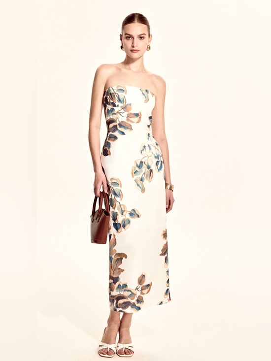 Commense Dresses & Skirts - Commense Strapless Dress with Floral Print - XS